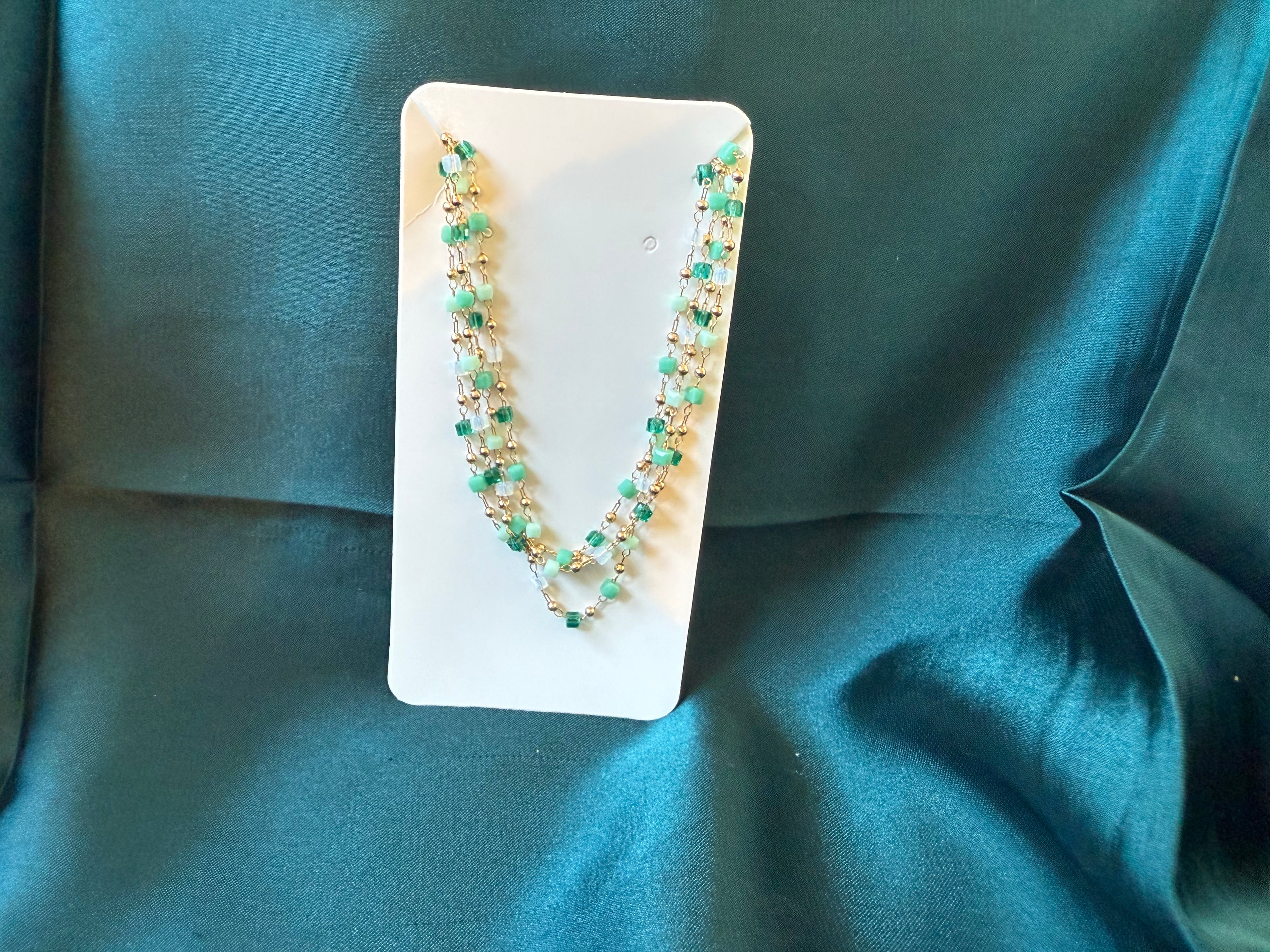 Long crystal boho style necklace
