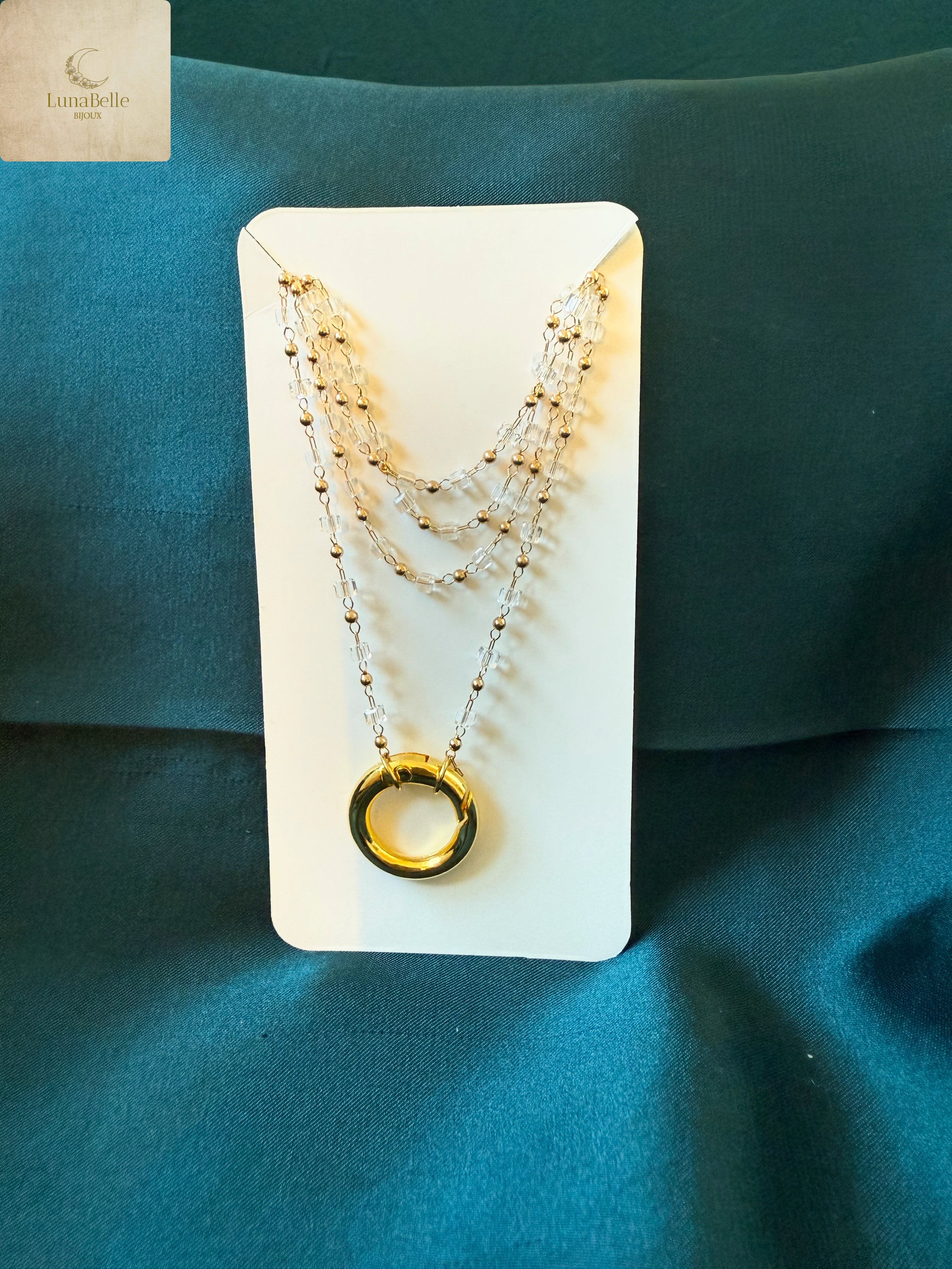 Long crystal boho style necklace