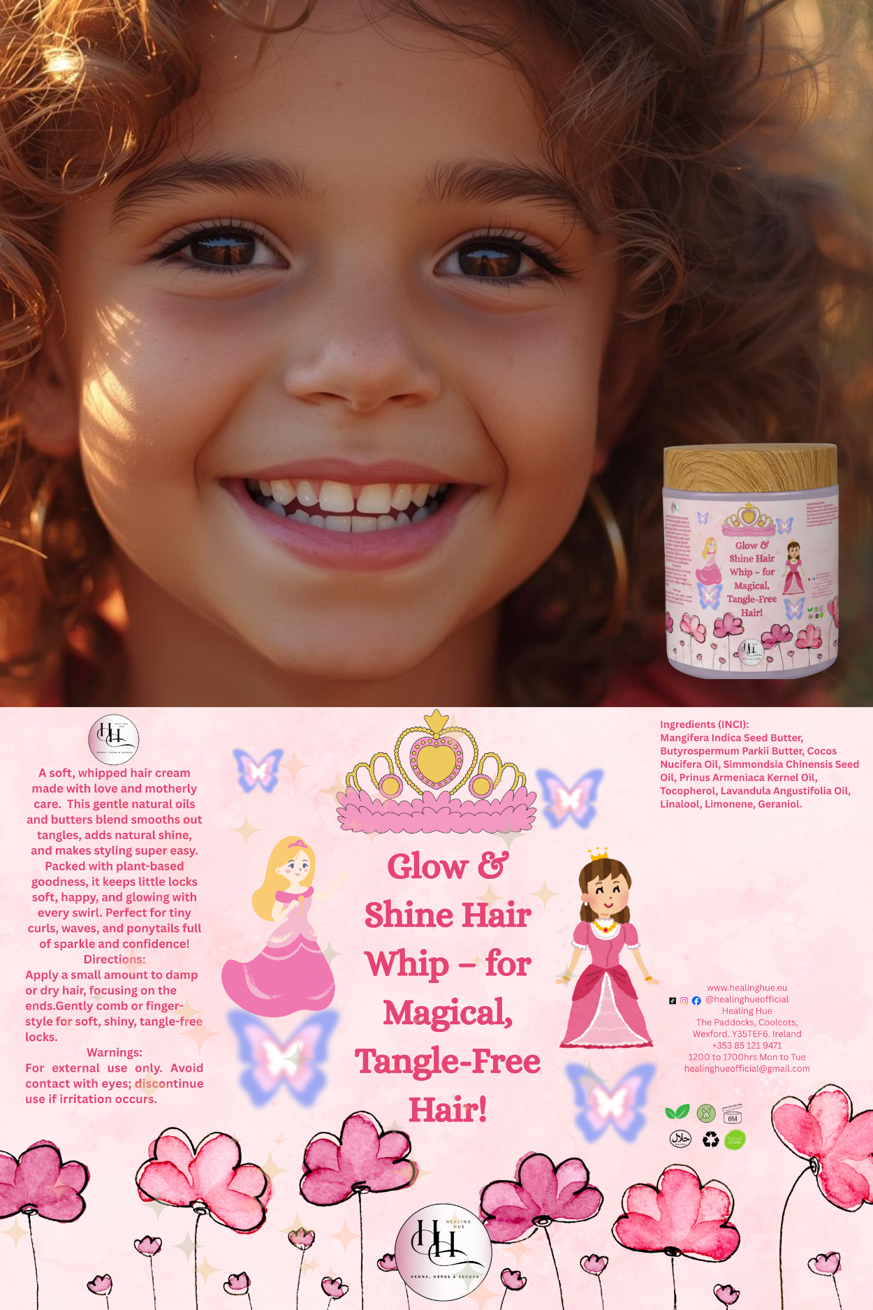 Glow & Shine Whip- for magical, tangle-free hair.