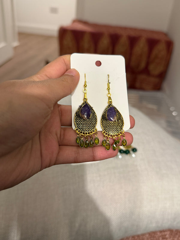 Preserved Lavender Jade Dangle Earrings - Botanical Resin Jewelry