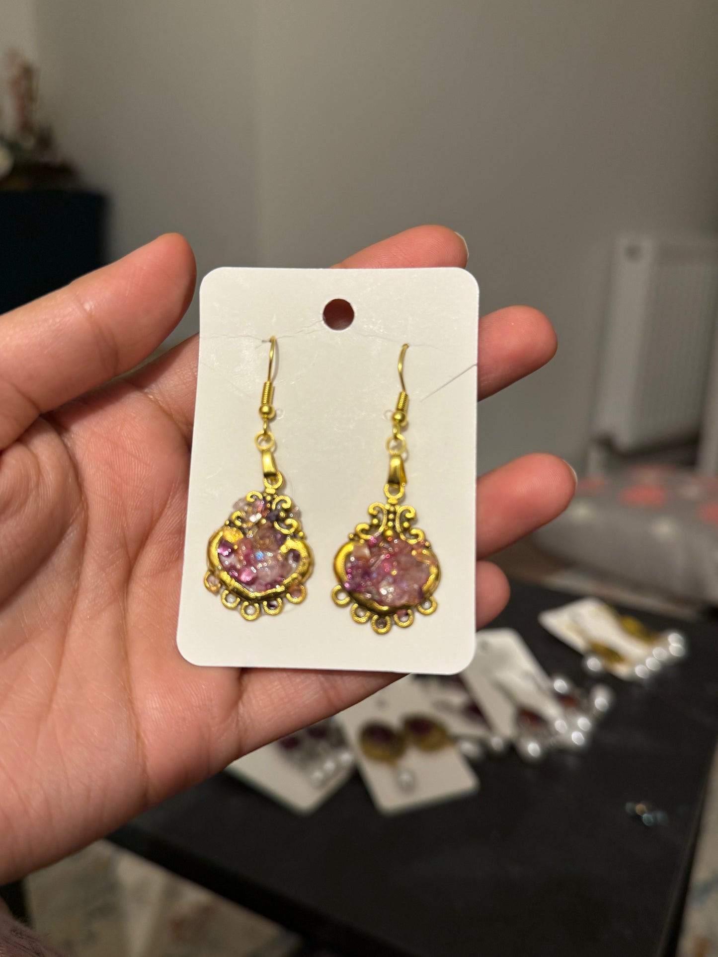 Pink Crushed Glass Danglings